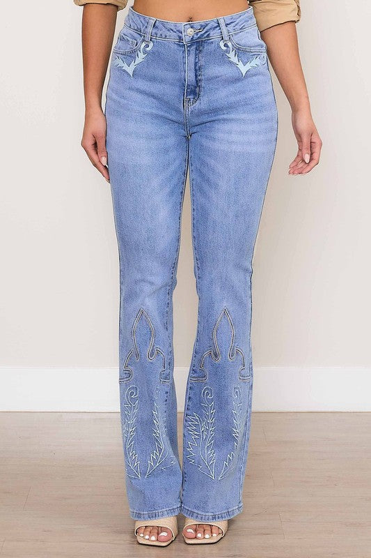 Western Embo Bootcut Jeans