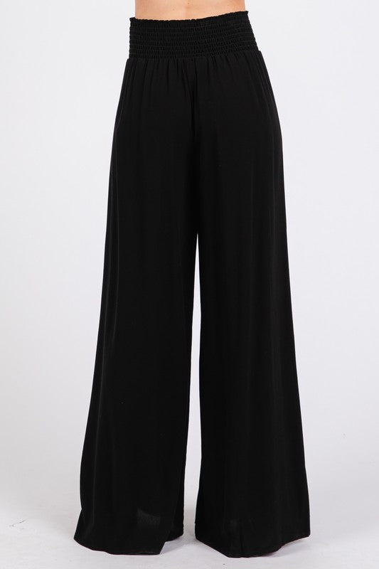 Smocked Wide Leg Pants