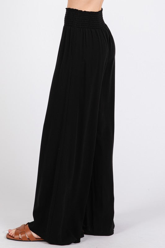 Smocked Wide Leg Pants