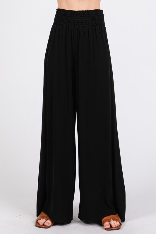 Smocked Wide Leg Pants