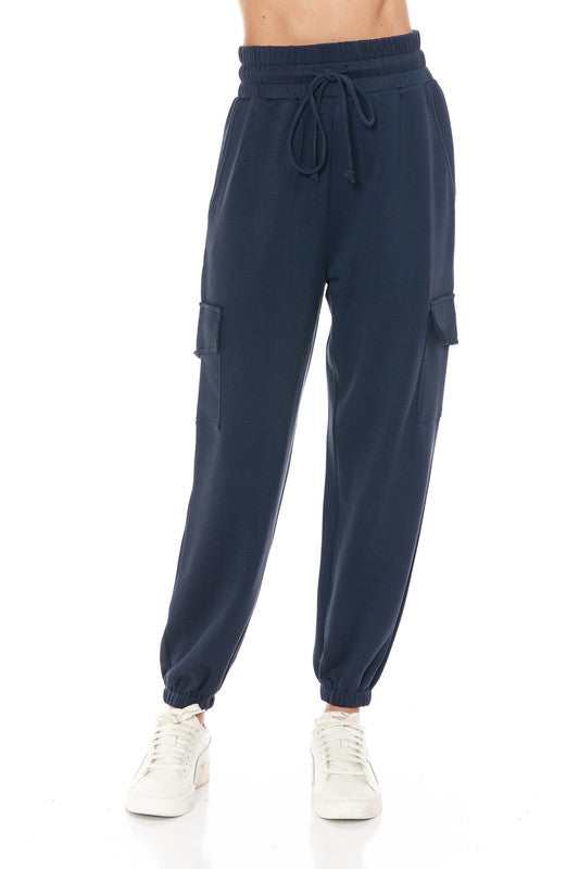 Ariella Drawstring Cargo Jogger - Navy