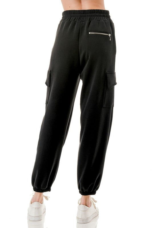 Ariella Drawstring Cargo Jogger - Black