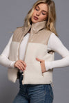 Reversible Faux Leather-Sherpa Contrast Padding Crop Vest