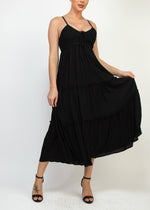 Crocheted Front Tie Tiered Maxi Dress