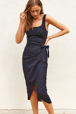Heaven Sent Tulip Hem Midi Wrap Dress