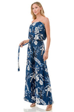 Ariella Printed Wide Leg Jumpsuit w/ Belt