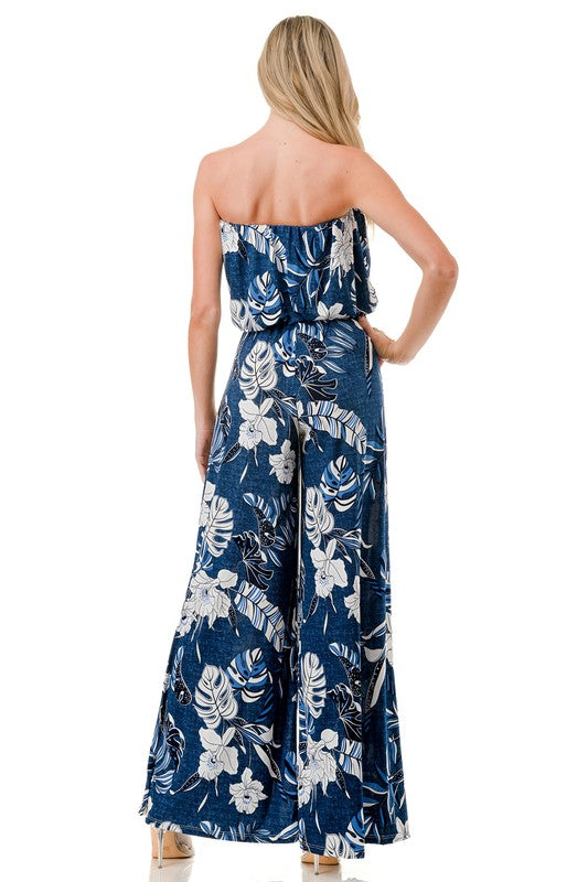 Ariella Printed Wide Leg Jumpsuit w/ Belt