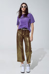 Brown Straight Leg Jeans w/ Gold Metallic Glow