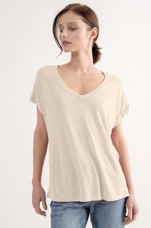 Hacci Slub Drop Shoulder Top