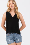 V-Neck Neck Sleeveless Side Slit Sweater