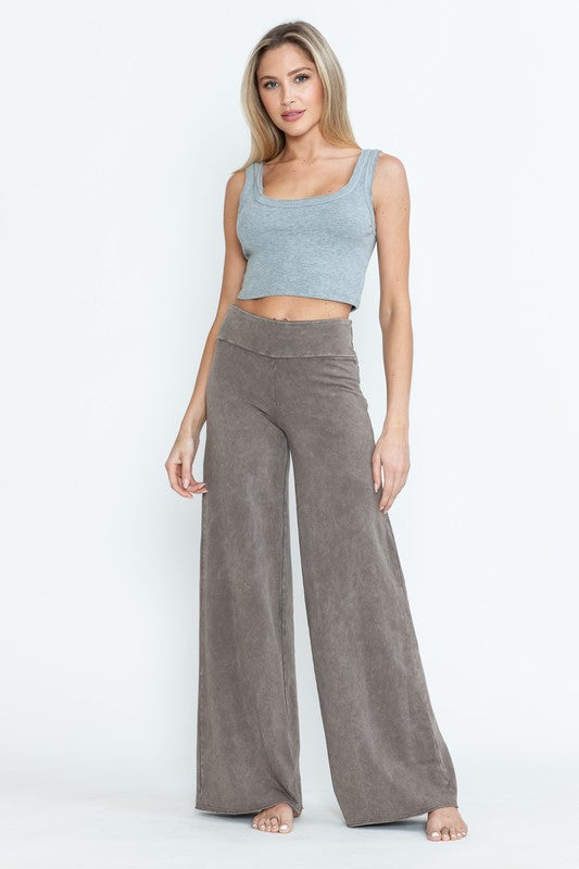 Mineral Washed Wide Leg Pants - Desert Taupe