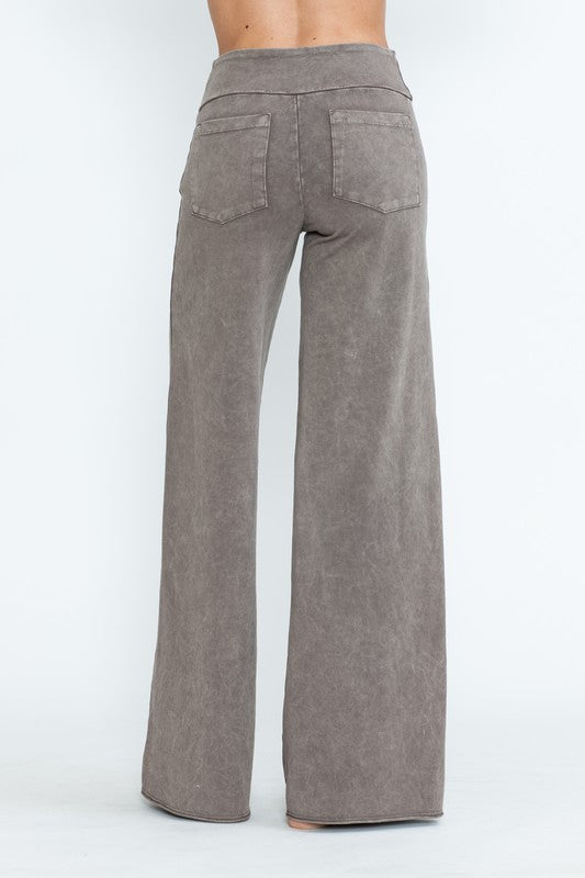 Mineral Washed Wide Leg Pants - Desert Taupe