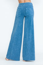 Mineral Washed Wide Leg Pants - Light Denim