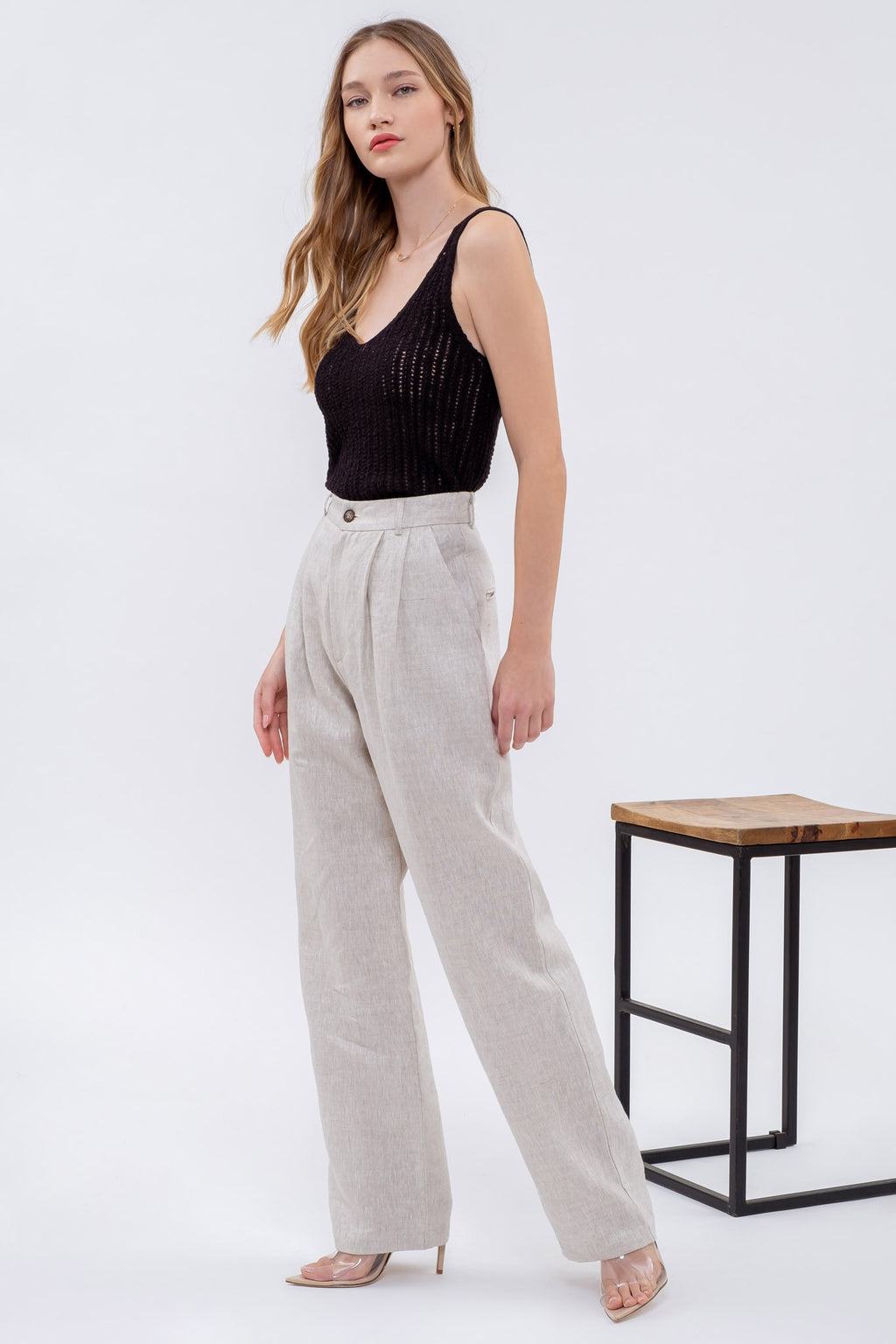 V-Neck Crochet Knit Tank Top
