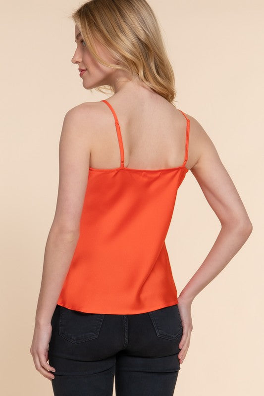 Double V-Neck Satin Cami Top