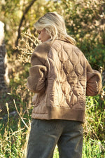 Ribbed Sweater Jacket  w/ Quilted Detail