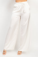 Satin Wide Leg Smocked Pants