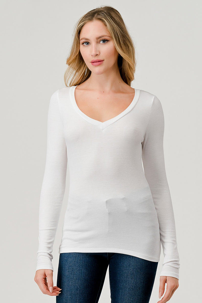 V-Neck Long Sleeve Top