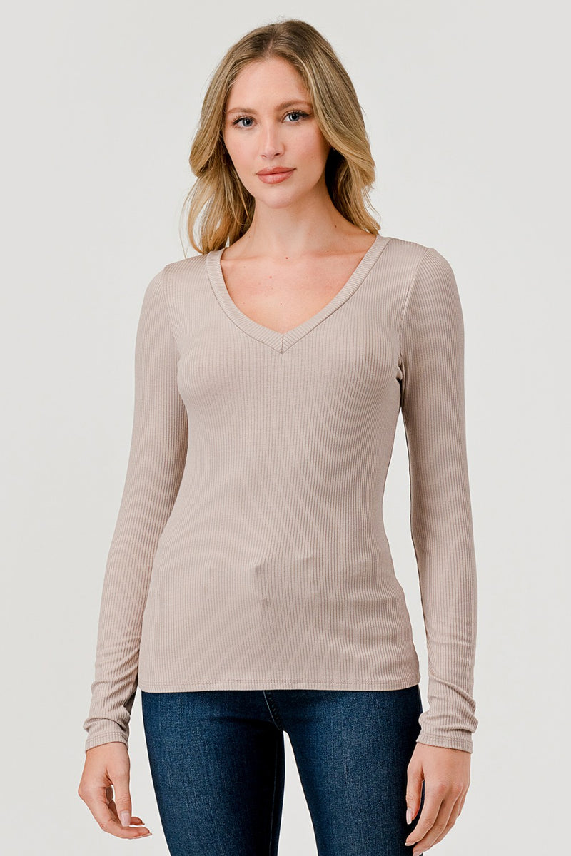 V-Neck Long Sleeve Top