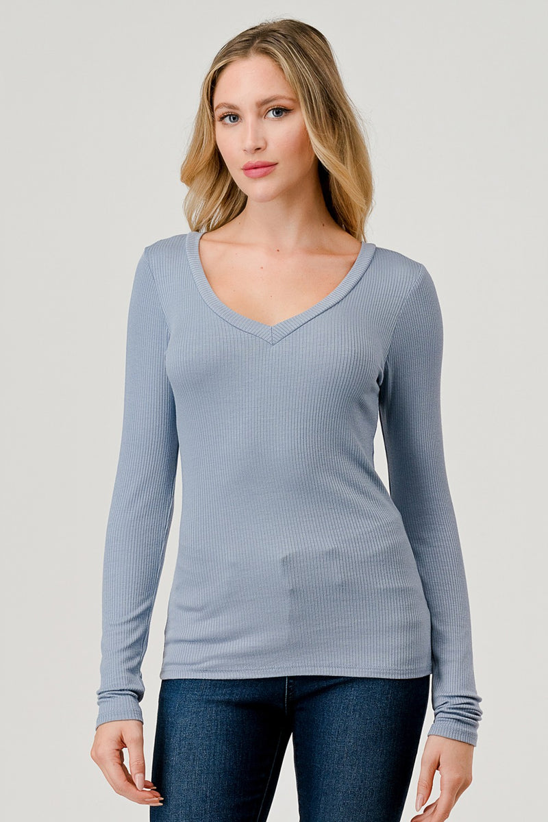 V-Neck Long Sleeve Top