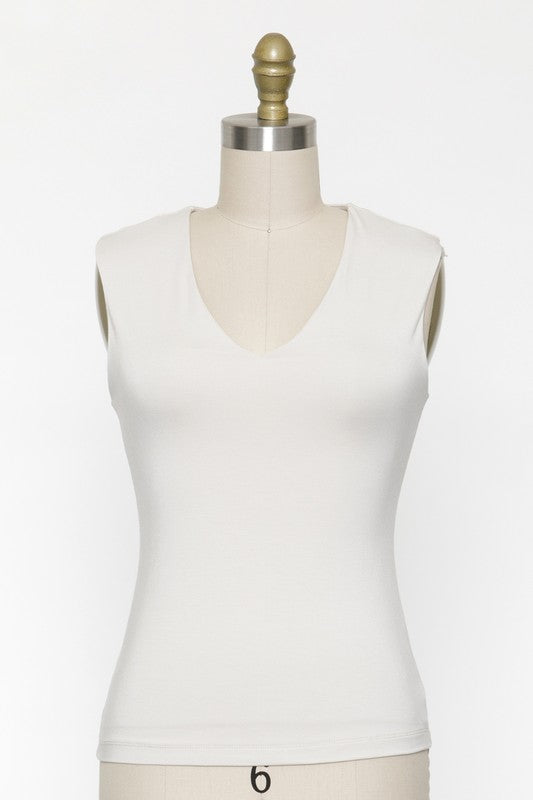 Double Layer Knit Rib Top - Antique White