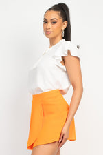 Mock Neck Lace Tie Top