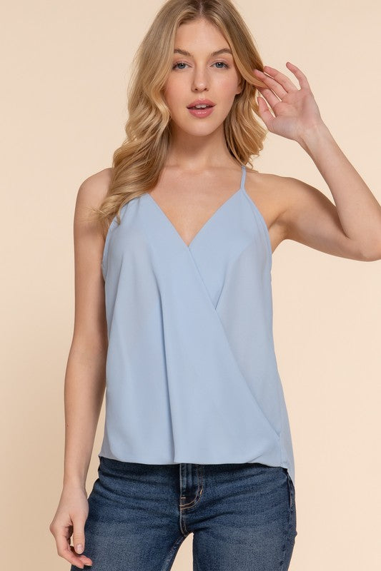 V-Neck Surplice Woven Cami Top