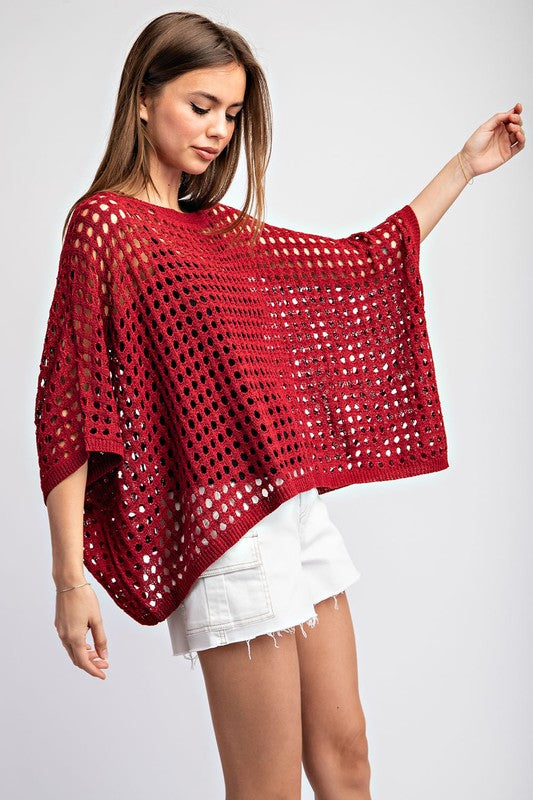 Dolman Sleeve Loose Fit Top - Maroon