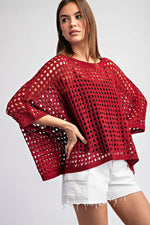 Dolman Sleeve Loose Fit Top - Maroon