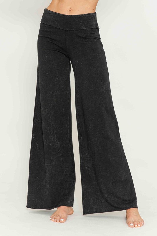 Mineral Washed Wide Leg Pants