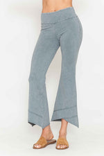 Mineral Washed Cropped Stretch Pants -Silver