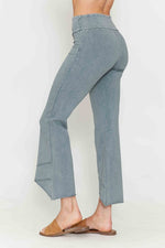 Mineral Washed Cropped Stretch Pants -Silver