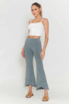 Mineral Washed Cropped Stretch Pants -Silver