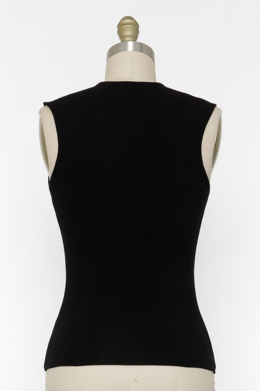 Double Layer Cotton Span Top - Black