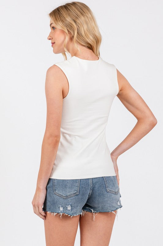 Double Layer Cotton Span Top - Off White