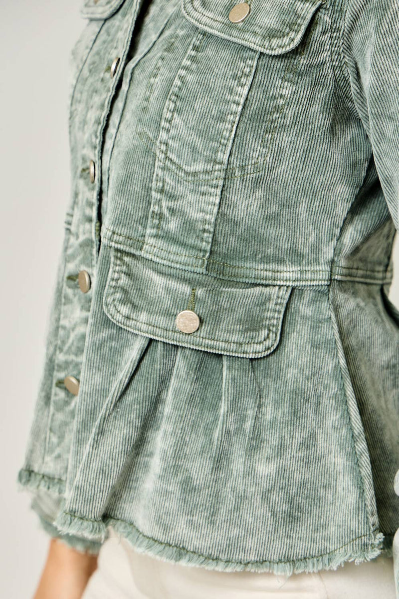 Washed Denim Peplum Jacket