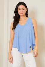 Hacci Slub V-Neck Curved Hem Top