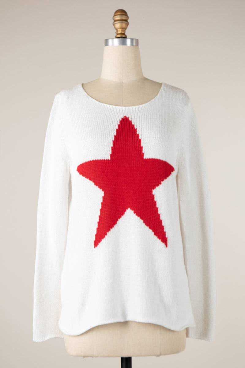 Light Weight Soft Knit Star Sweater Top