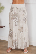 Venti6 Pansy Floral Print Wide Leg Linen Pants