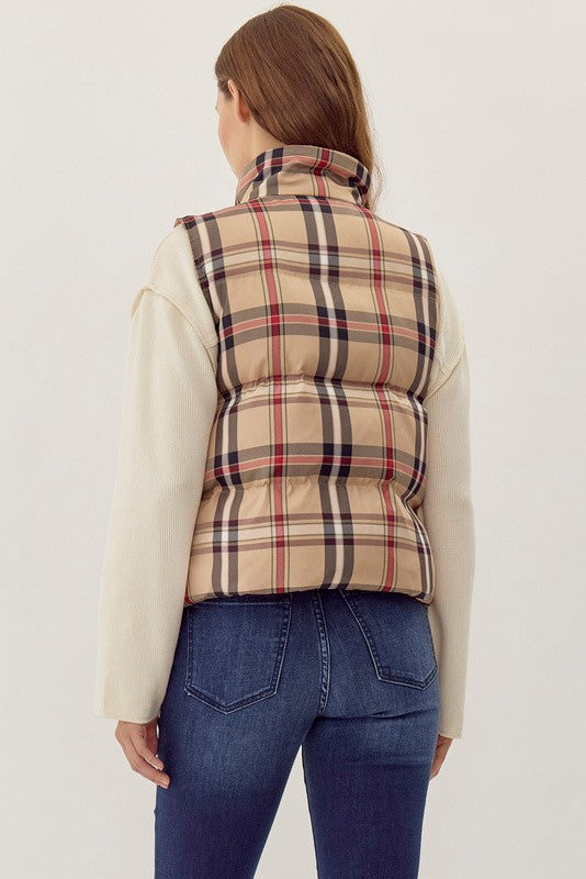 Plaid Check Print Vest