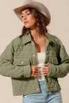 Triangle Quilting Stitch Button Up Knit Jacket