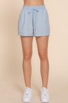 Smocked Waist Linen Shorts