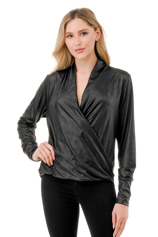 Ariella Crossover Top Vegan Leather