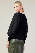 Media Media Pleated Sleeve Top