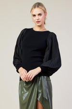 Media Media Pleated Sleeve Top