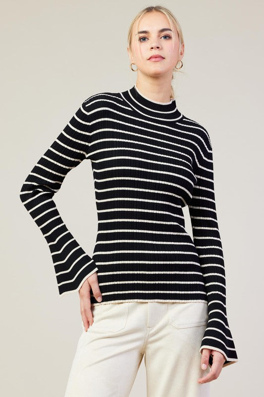 Striped Long Sleeve Knit Top