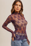 Mock Neck Lace Long Sleeve w/ Thumb Holes