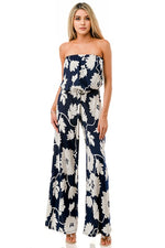 Ariella Tube Wide Leg Jumpsuit w/ Belt - Navy