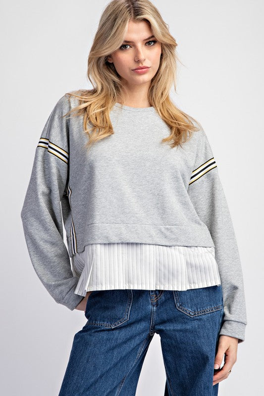 Stripped Pullover Layered Top