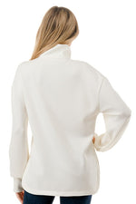 Ariella Collared Contrast Top w/ Zipper - Ivory